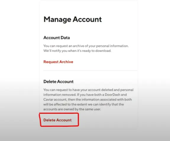 Doordash Delete Account